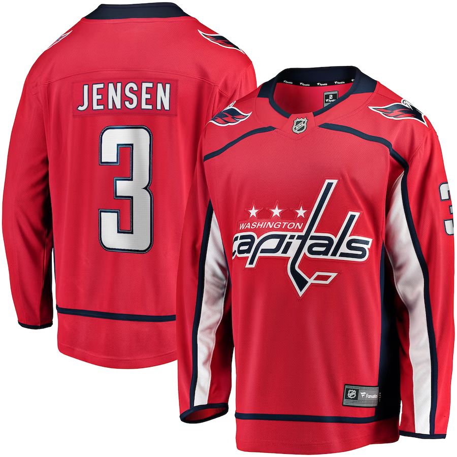 Men Washington Capitals 3 Nick Jensen Fanatics Branded Red Replica Player NHL Jersey
